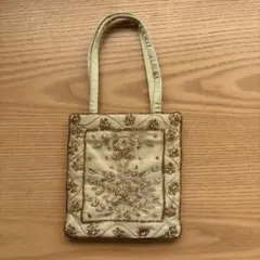 アイボリー刺繍和装用バッグ