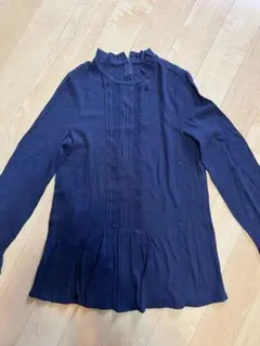 レリアン　チュニック　ブラウス　紺色　ストレッチ