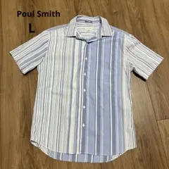 値下げ　ポールスミス　ストライプ半袖シャツ　綿100% L