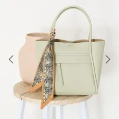 新品未使用 オリエンタルトラフィック スカーフ付きハンドバッグ グリーン