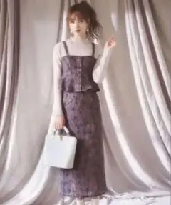 GRL フラワーレースビスチェXスカートセットアップ