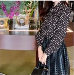 Mon Stork ドット柄長袖シャツ