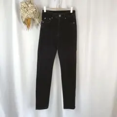 スキニー デニム パンツ ストレッチ 定番 黒パンツ 黒 M df729