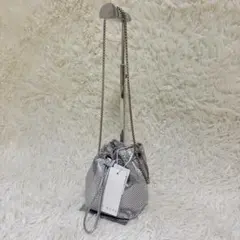 新品タグ付✨riendaリエンダ シルバー クリスタル巾着型ミニショルダーバッグ