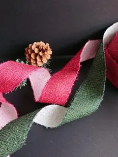 フレッジリボン ２色組　各 約４メートル分（レッド＆グリーン）