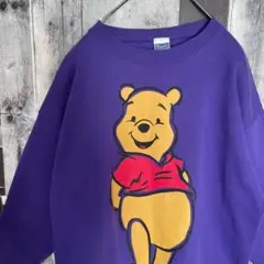 ディズニー　POOH くまのプーさん　スウェットトレーナー　Ｌ　身幅広め太アーム
