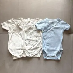 プチバトー 半袖肌着 ロンパース 3枚セット 3m/62cm 新生児 ベビー