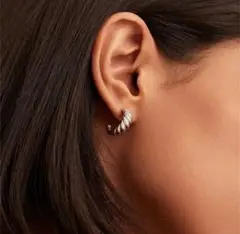 しましまフープ サージカルステン ピアス ★ラスト１★ 金アレ シルバーゴールド