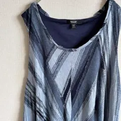 希少サイズXXL✨ロングワンピース 幾何学柄 3L ストライプノースリーブ