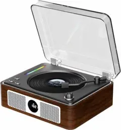 THINKYA CDプレーヤー Bluetooth 木製 ブラウン レトロ