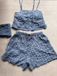 【Teddy Shop】水着 クロップドフリンジキャミソールハイウエストビキニ