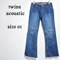 アコーステック フレアデニムジーンズ ブーツカット ジーパン ブルー 01