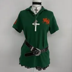 y2k ラルフローレン ポロシャツ ビッグポニー 平成ギャル 平成女児 緑系