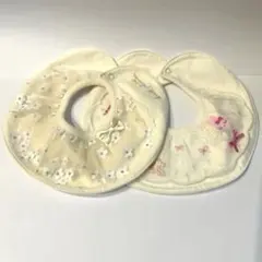 花柄リボン刺繍スタイ2枚セット