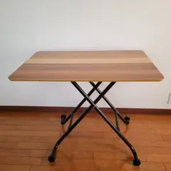 天然木　ランダー昇降テーブル　90×60　ガス圧　キャスター付き　高さ調整