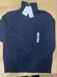 【新品未使用】UNIQLOカシミヤ100% タートルネックセーター Sネイビー