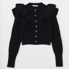 MOUSSY PEARL BUTTON STAND FRILL カーディガン