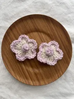 misha and puff毛糸使用花形ヘアクリップ 2個セット