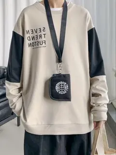 メンズ　トレーナー　ゆるだぼ　ベージュ