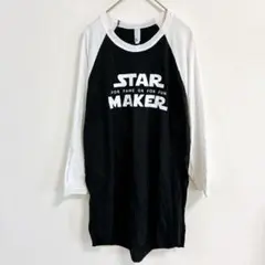 アメリカンアパレル プリント Ｔシャツ ラグラン M 黒 白 綿 カジュアルのサムネイル
