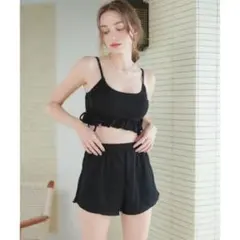 sea dress ワッフル レースアップビキニ 水着 3点セット S ビキニ