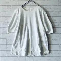 MICHEL KLEIN コットンパフスリーブカットソー（M）白 フレア裾 春夏のサムネイル