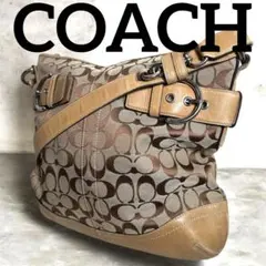 COACHコーチ✨シグネチャー ショルダーバッグ　ブラウン レザー 斜め掛 定番