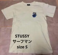STUSSY ステューシー サーフマン Tシャツ　半袖 黄色　S デカロゴ