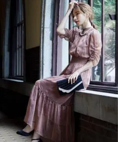 niana★　オケージョンドレス　ハイネックティアードシアードレス　結婚式　M