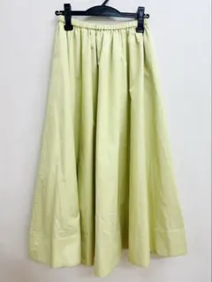 ミラオーウェン　ウエストゴムタック&ギャザーフレアスカート　イエロー