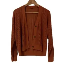 秋物　ユニクロ　リブ編みカーディガン XL オレンジ