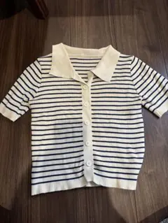 SHEIN アイボリー ネイビー ポロシャツ 半袖