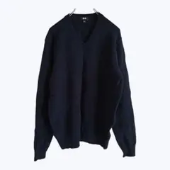 ユニクロ ネイビー Vネック 長袖 ニット セーター トップス