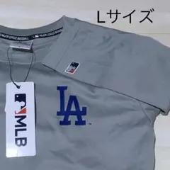 MLB公式　ドジャース　ドライメッシュTシャツ グレー　　L
