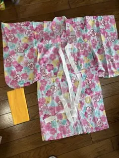 女の子 浴衣 セット 兵児帯付き ピンク 花柄 総丈96cm お祭り 七夕