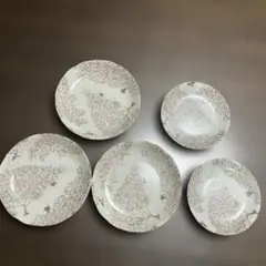 市田ひろみ　桜模様 皿 5枚セット （大3枚　小2枚）