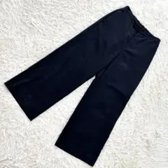 セブンアイディコンセプト ブラック ワイドパンツ ウエストゴム Lサイズゆったり