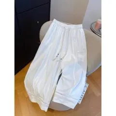 おしゃれ度高め 切り替 ゆったり ワイドパンツ 着痩せ カジュアル 無地