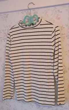 ボーダー ハイネック 長袖 ニット 白黒