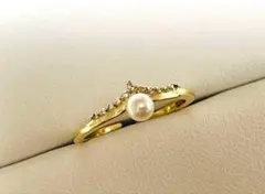 R4717 定番指輪❤️照り艶の良い あこや 華奢なベビーパールリング