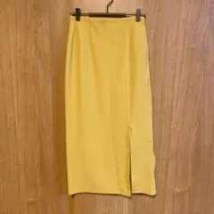 【ジーユー】GU　カットソーナローミディスカート　スリット　イエロー　Sサイズ