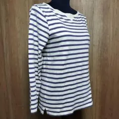 【MBC】コーエン　レディース　長袖カットソー　ボーダー柄　L　白✕紫