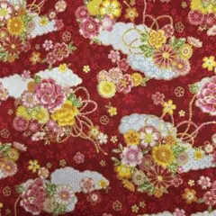 和柄生地 花束と雲シーチング 和調 和柄