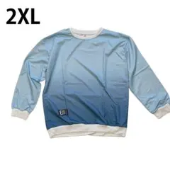 トレーナー メンズ 長袖 ラウンドネック 青系 XL 大きいサイズ ゆったり