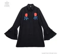 リッスンフレーバー 罪深き薔薇 袖フリル シフォン シャツ