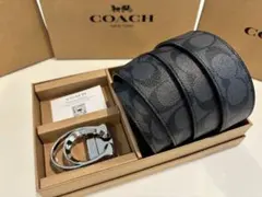 SALE♪コーチ 新品 シルバー バックル リバーシブル シグネチャー