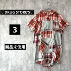 【910】ドラッグストアーズ【3】チェック柄チュニック　新品　フードぶたちゃん