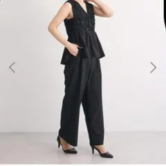 GreenParks Railme ジャカードペプラムサロペット