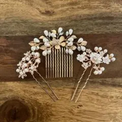 花とパールのヘアアクセサリーセット