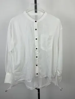 INDIVI シアー ギャザー ブラウス シャツ 44 2XL 白 バイカラー - メルカリ